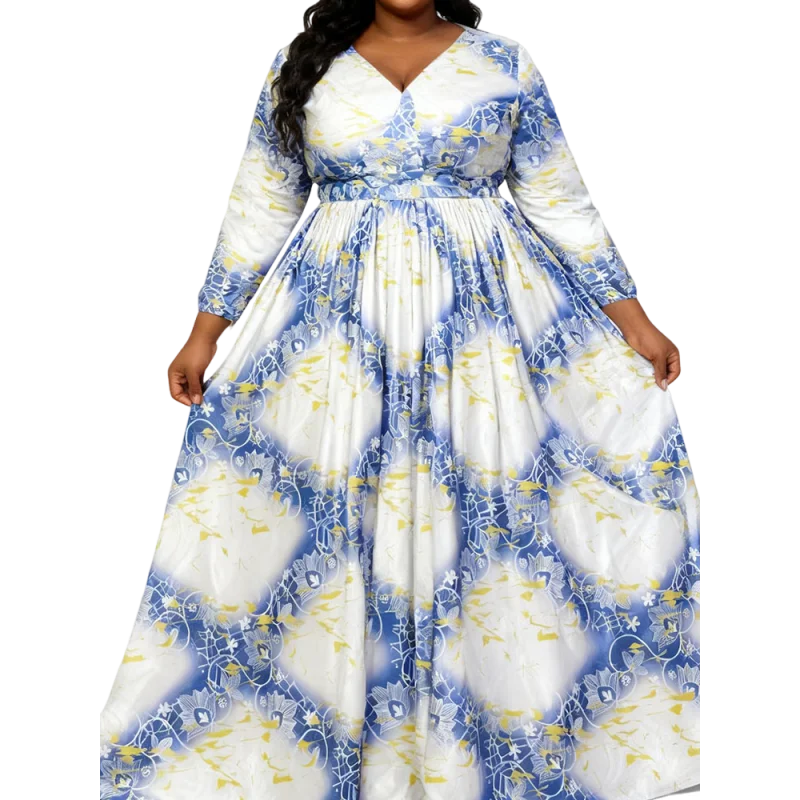 

Bazan printed style gown, elegant classic dress, suitable for African weddings and celebrations