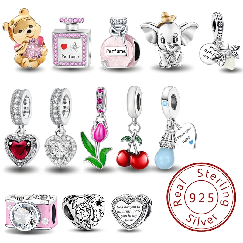 Hot Sale 925 Sterling Silver Winnie the Pooh Flying Pig Camera Perfume Beads Diy Bracelet Necklace Making Gift Of Fine Jewelry