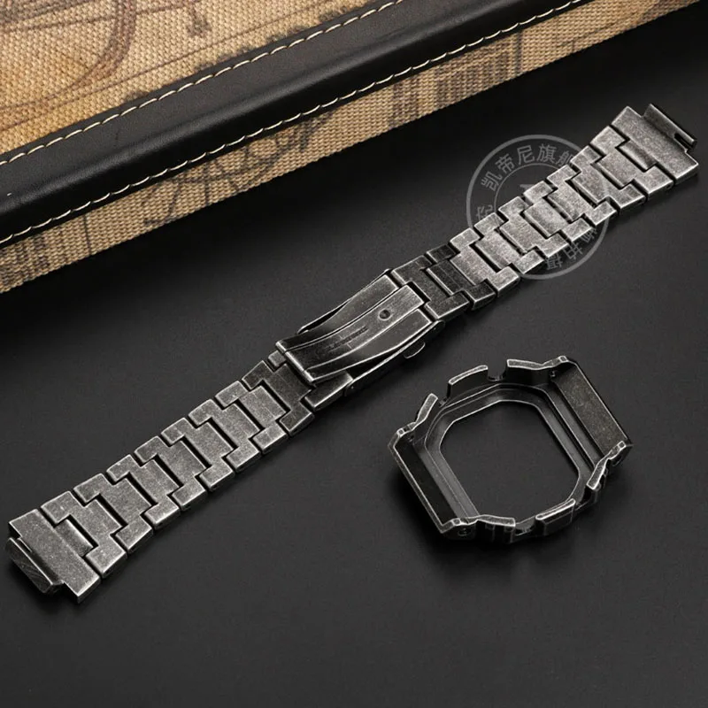 316L Stainless Steel For DW5600 Strap Carved Band and Bezel Series GW5000 Metal Watchbands Cover Tools DW5000