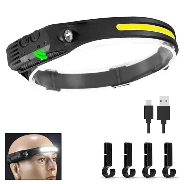 KDULIT XPE + COB LED Sensor Scheinwerfer USB Aufladbare Camping Suchscheinwerfer Scheinwerfer Led Kopf Taschenlampe Kopf Taschenlampe für Angeln Laterne 8