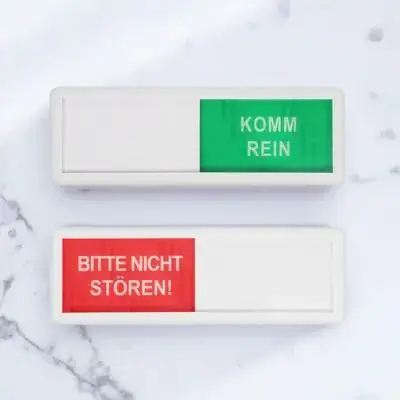 

2Pcs Sliding Door Privacy Sign Occupied Vacant Slider Indicator German Text Premium Acrylic Easy Use for Office Meeting Room
