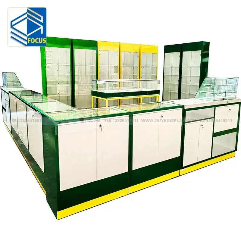 custom.Cigar Shop Display Cabinet ODM Wooden Counter Glass Shelves Lockable Display Showcase
