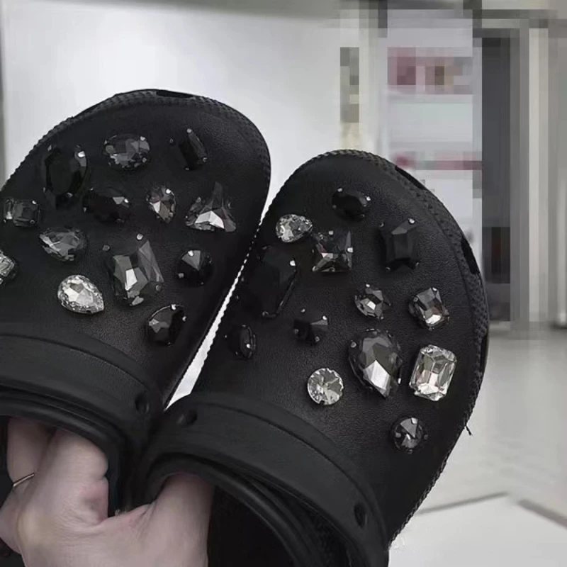 26-teiliges Modisches Schuh-Charms-Set Zubehör für Sandalen Schuhschnalle Hochwertige Schwarze Kristall-Strass DIY Schuhdekorationen – Detail 7