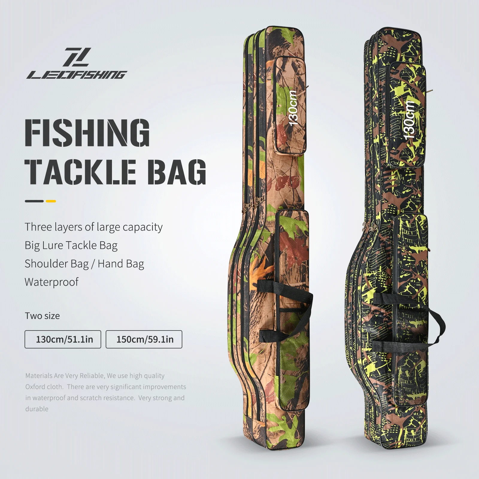 

Backpack Cylinder Fishing Bag Traveling Storage Bag Large Storage Rod Bag 1.3M/1.5M Shoulder Bag Camouflage Lake Fishing Bag