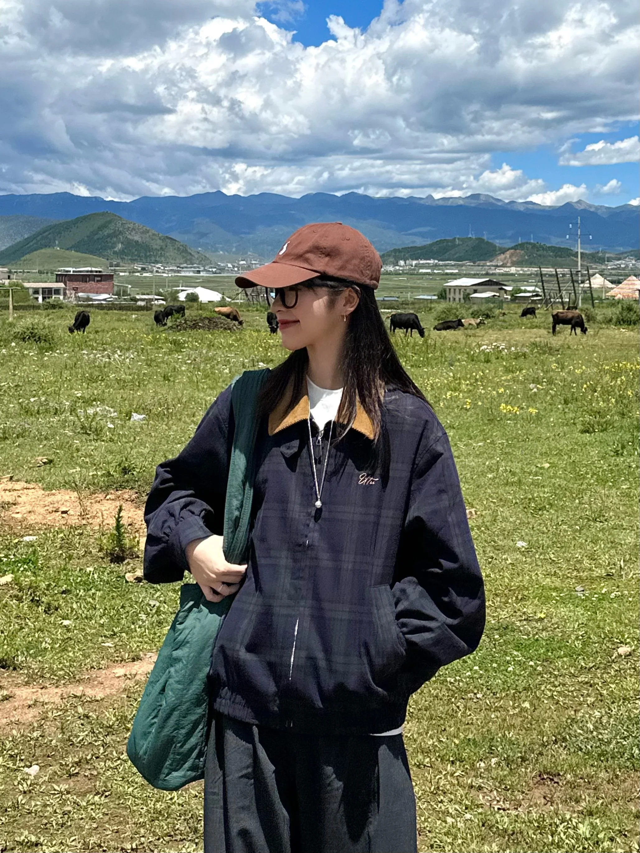 

Retro Japanese Sle Plaid Corduroy Jaet Loose Zipper Collar Design ex Spring Autumn Faion Outerwear with Hat