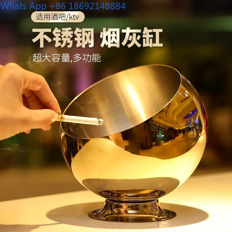 Stainless Steel Thickened Ashtray Anti-Fly Ash Anti-Fall Bar Creative Ashtray Ins High-End Feel
