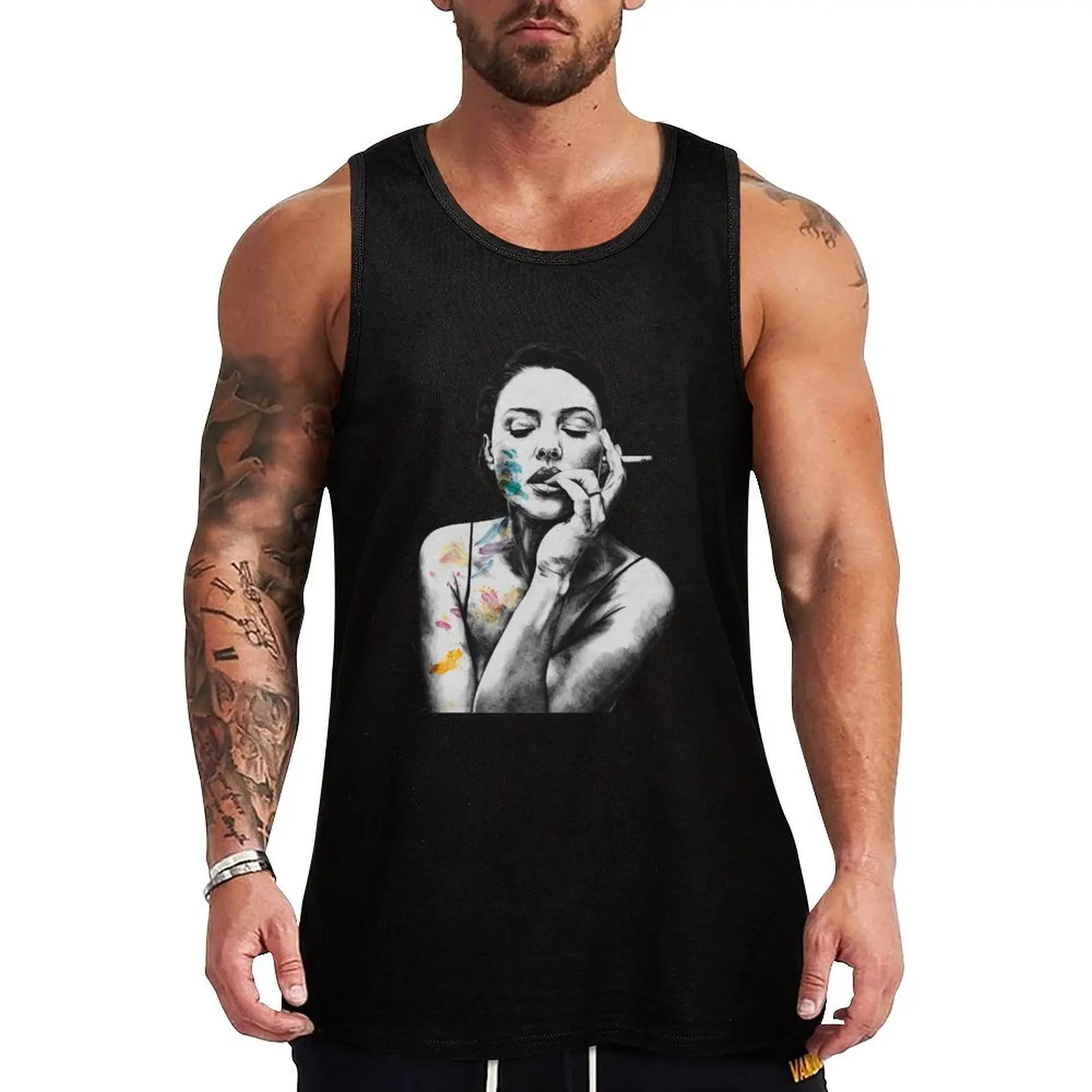 

Monica Bellucci sexy portrait smoking woman drawing Tank Top muscular man Japanese t-shirt Men's t shirt