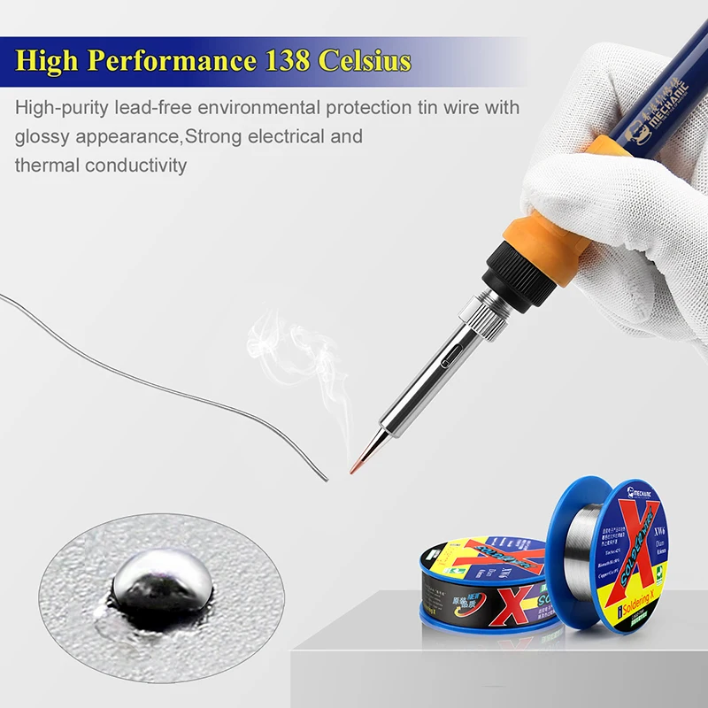 MECHANIC XW 0.5/0.6mm 50g  Mild Rosin Core Lead-Free Sn42/Bi50/Cu8 138℃ Low Melting Point High-Purity Solder Wire Soldering Flux