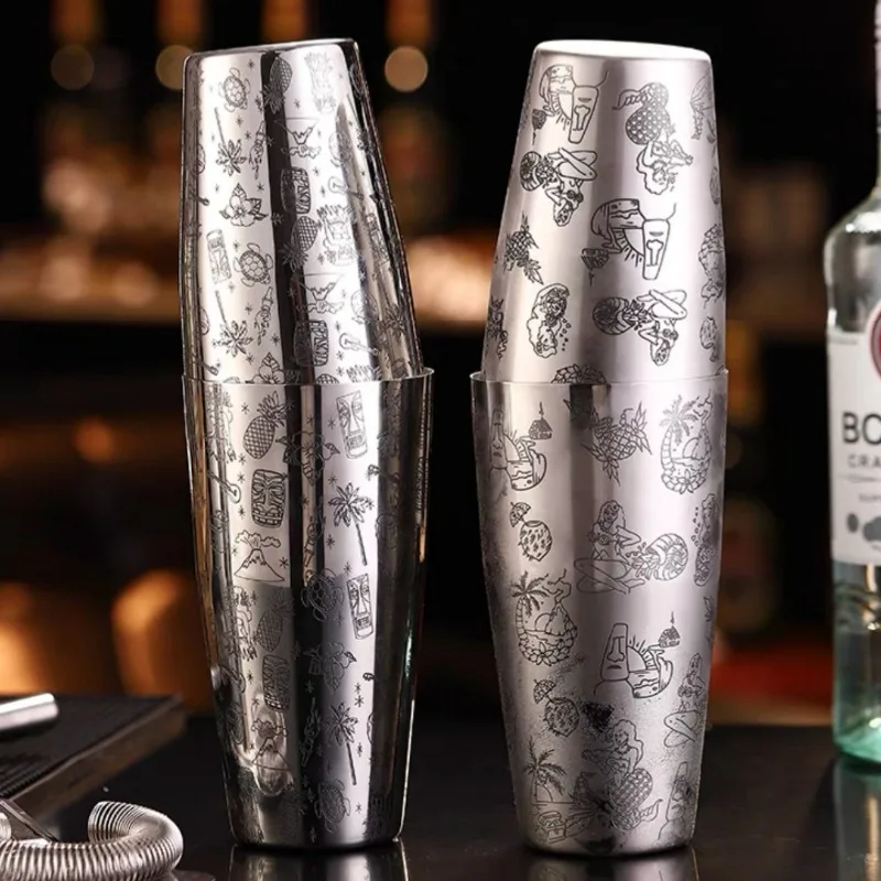 Agatige Shaker à Cocktail En Acier Inoxydable Doré - Ensemble Bar Boston Shaker 2 Pièces Pour Margaritas, Martinis Et Cocktails