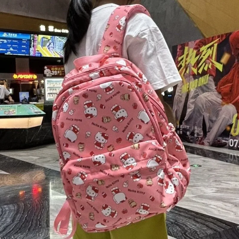 Imagem -03 - Mochila Sanrio Hello Kitty para Mulheres com Zíper para a Escola Bolsas Femininas de Viagem de Grande Capacidade Presente Meninas Nova Moda