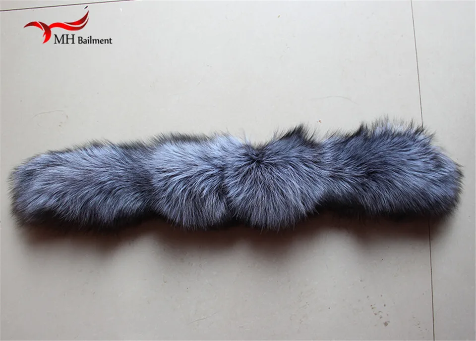 Silver fox Winter Women\'s Real Fox Fur Scarf Fox Fur Cap Fur Collar Scarves 80cm Collar Soft Fur Scarf Neck Warmer L#45