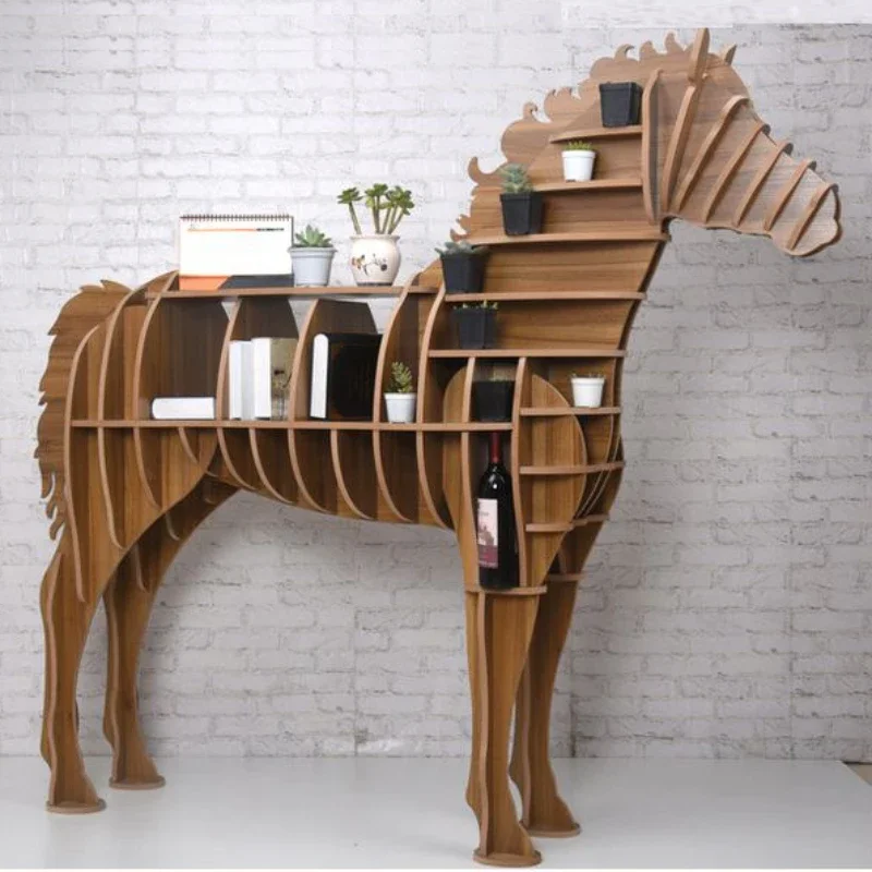 Creative bookshelves, shelves, horse shapes, side tables, model rooms, floor ornaments, home partitions, clothing