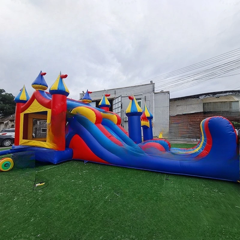 Large outdoor amusement slide combination, park rainbow theme inflatable trampoline naughty castle entertainment facilities
