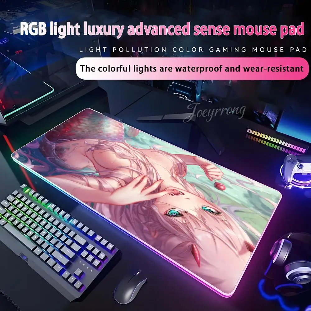 

Zero Two Darling Mouse Pad RGB Extended Gaming Keyboard Seven Colors LED Mats Large 1000x500mm XXL Gamer