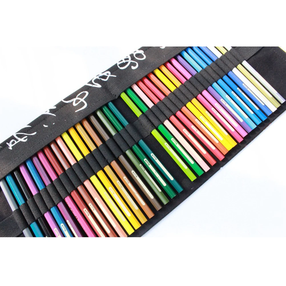 Lienzo para caligrafía, portátil, hecho a mano, rollo de lápiz, soporte para envolver, estuche, organizador de almacenamiento con 48 ranuras