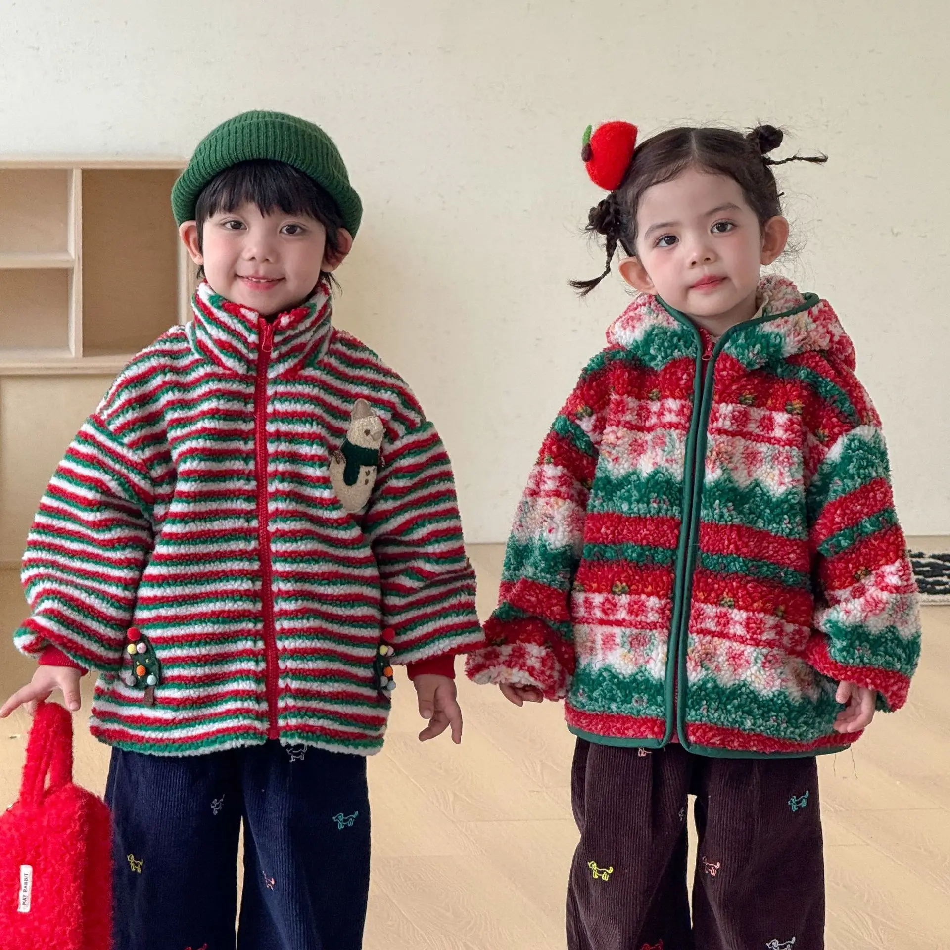 Christmas Children's Lamb Fleece Coat Girls' Plush 2026 New Autumn and Winter Boys Clothing Baby Hairy Top Clothes