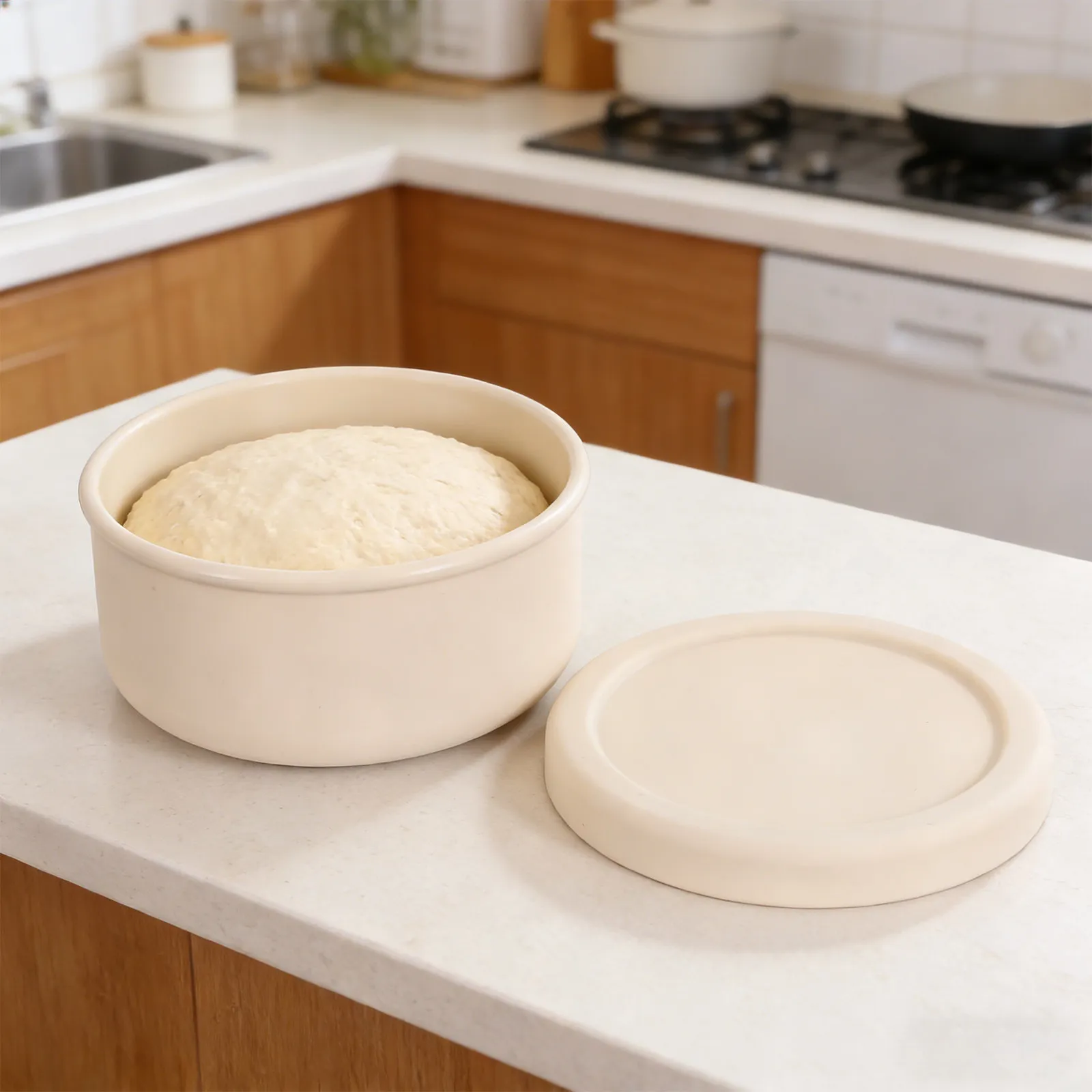 2Pcs Silicone Pizza Dough Proofing Box 300Ml 700Ml Stackable Airtight Fermentation Container for Sourdough Bread Dough Storage