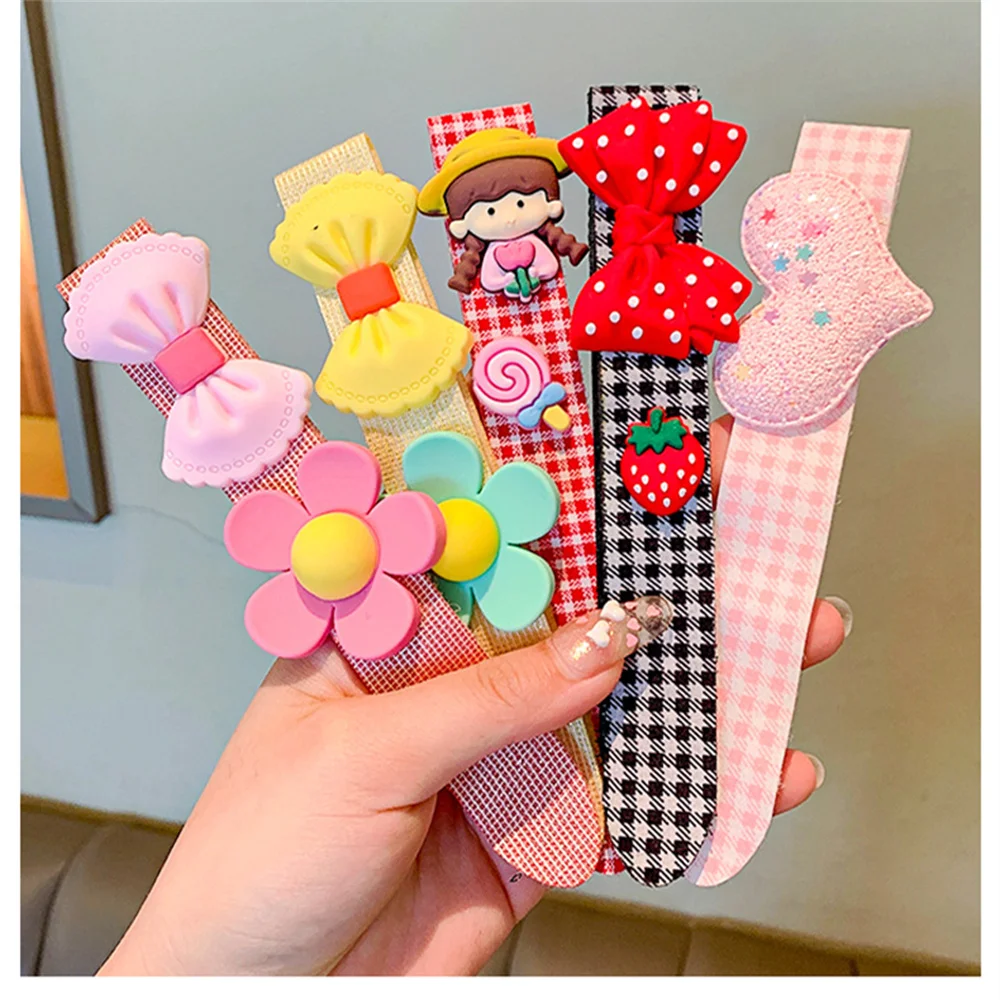 Summer Children Hair Accessories Japan&Korean Sweet Cute Velcro Headband Bangs Broken Hair Artifact Headwear Set Wholesale