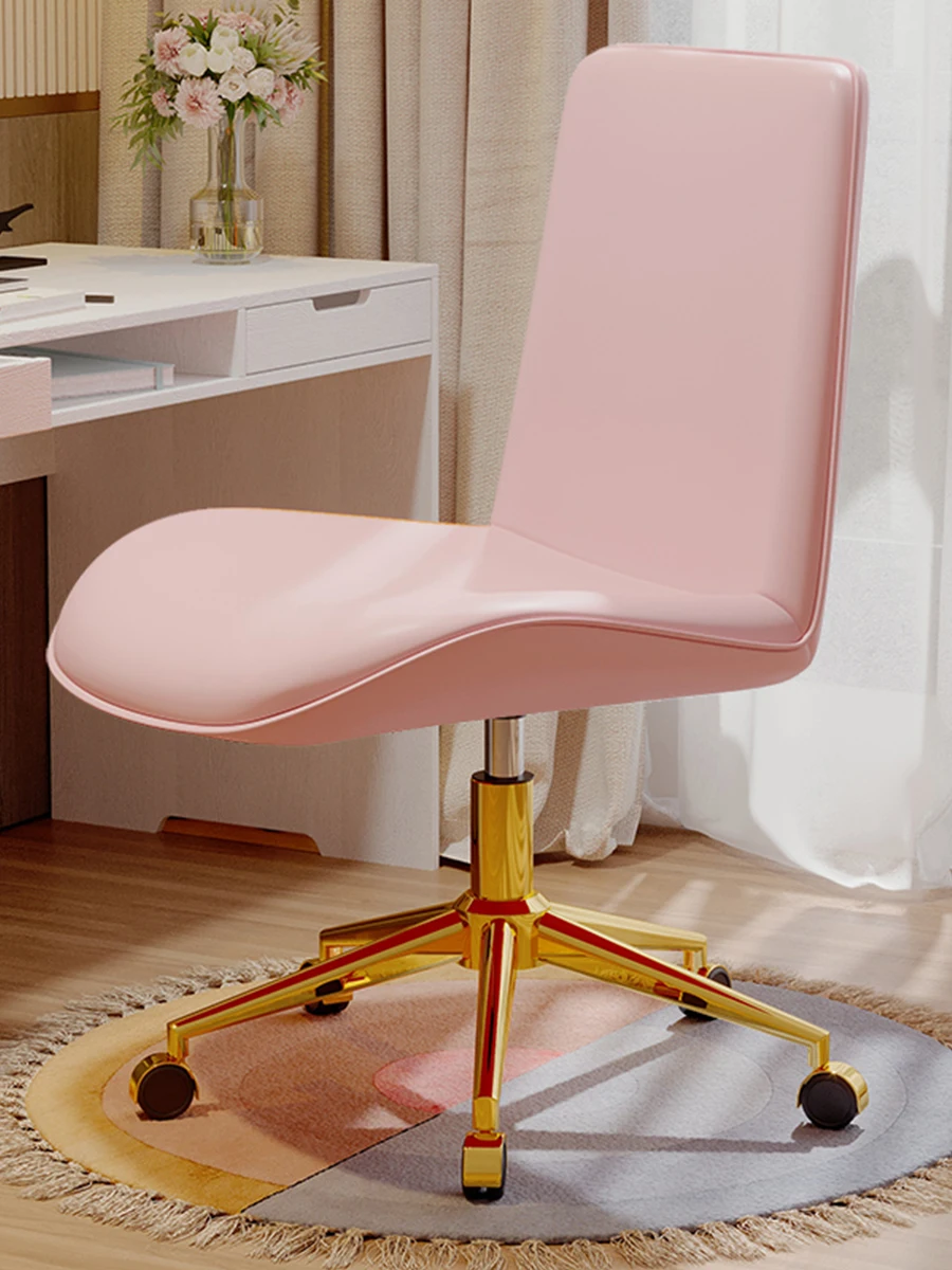 Silla de ordenador de lujo nórdico, sillas de ruedas deslizantes de Base dorada, cómodas y duraderas para dormitorio