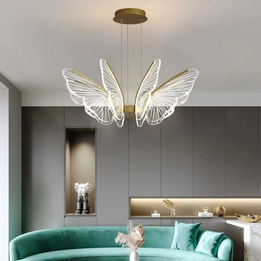 Imagem -02 - Nordic Criativo Borboleta Lustre Restaurante Lâmpada Sala de Estar Lustre Simples Personalidade Quarto Moderno Conduziu a Iluminação da Sala