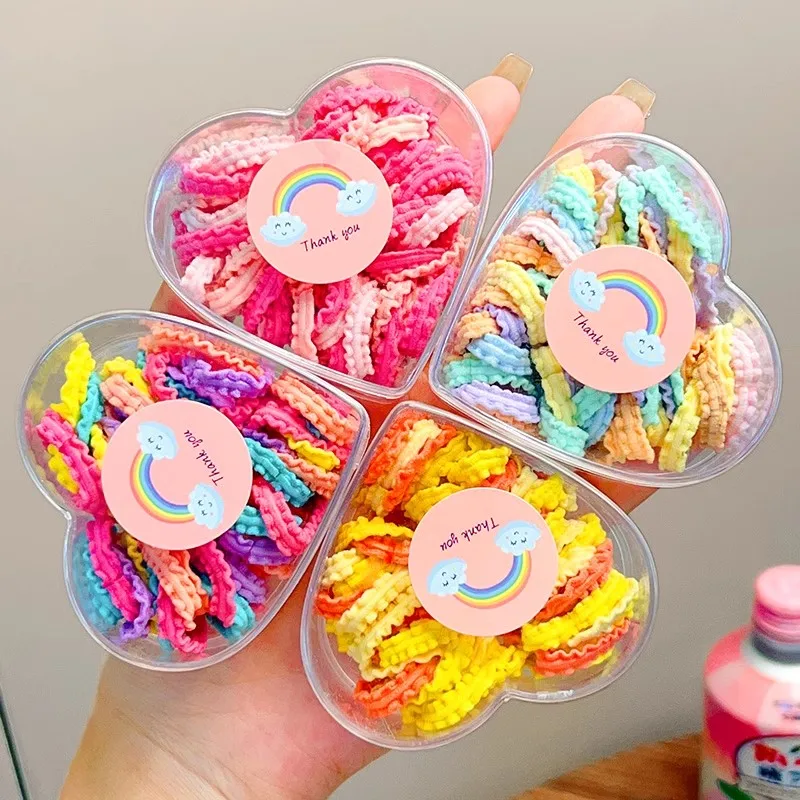 50 Stück in Liebesbox verpackte bunte Spitzen-Haarbänder für Mädchen, Kinder, schöne Haargummis, Haarbänder, Kinder-Haaraccessoires – Detail 7