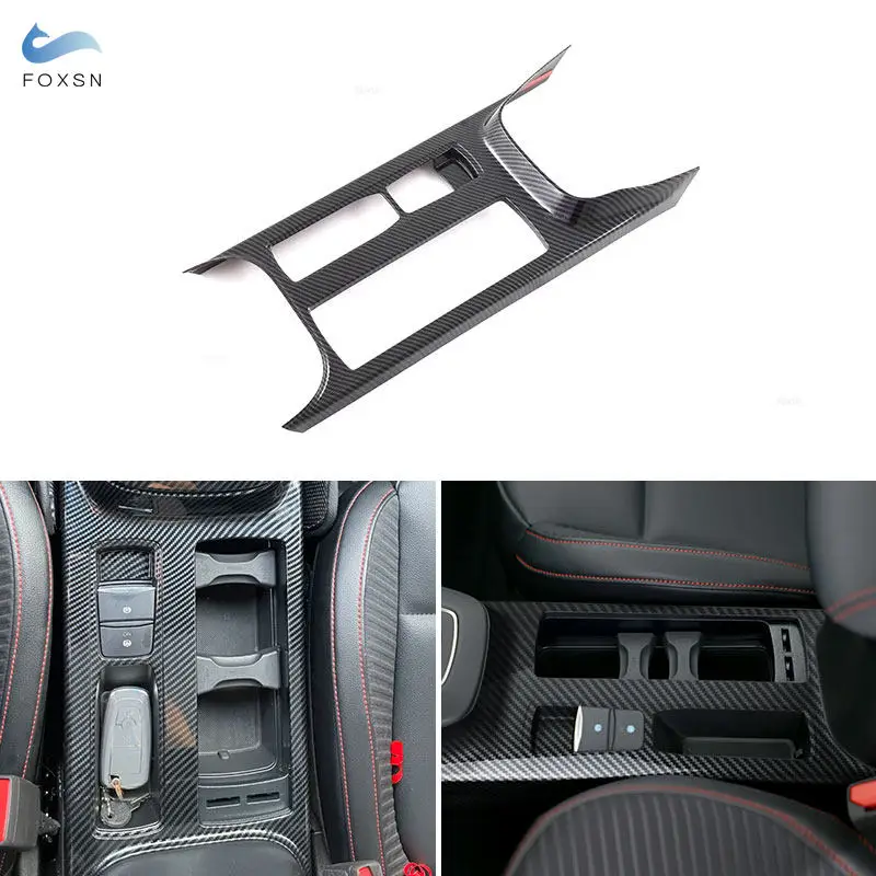 

For Ford Focus 2022-2024 LHD ABS Carbon Fiber Car Accessories Central Gear Shift Panel Drinks Water Cup Holder Cover Frame Trim