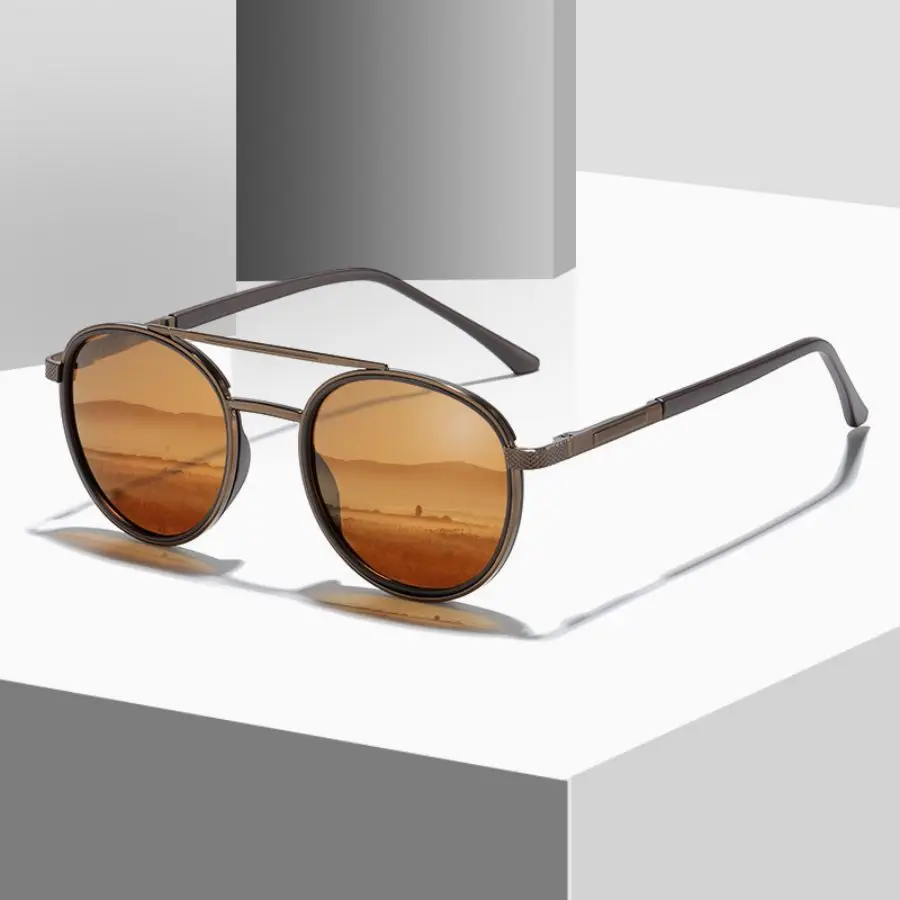 CRIXALIS Retro okrągłe spolaryzowane okulary przeciwsłoneczne męskie kobiety 2024 modne metalowe okulary przeciwsłoneczne w stylu Vintage męskie hipisowskie punkowe odcienie kobiece UV400