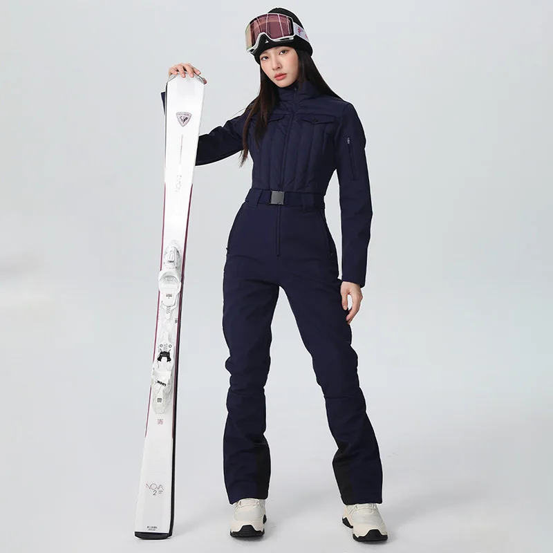 

Waterproof Woman Ski Suit Thermal Slim One Piece Windproof Breathable Anti-friction Outside Sports Snowboard Clothing Set Female