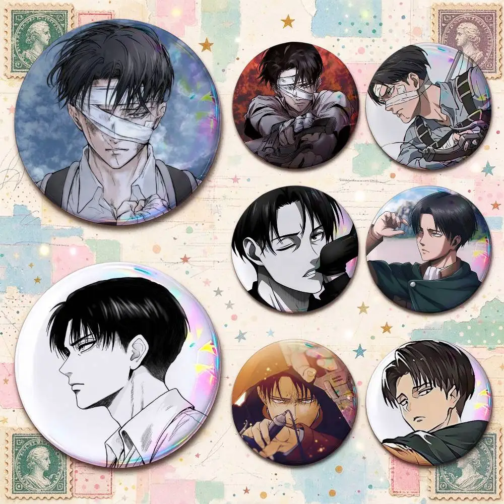 Attack on Titan Levi Ackerman 25mm 32mm 44mm 58mm Anime Badges Brooches DIY Pins Decorations Birthday Gifts