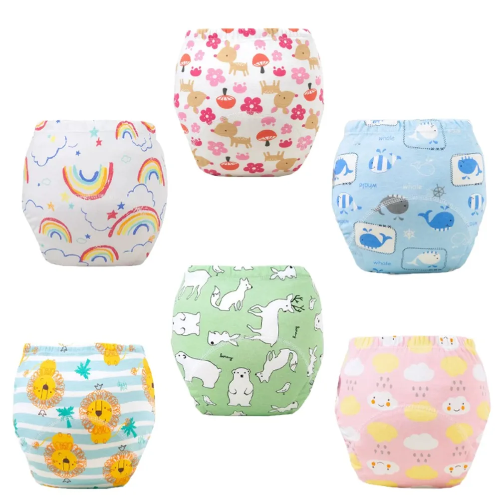 Certified Ecological Baby Diapers 6 Layer Absorbent Reusable Training Panties For Swimming Pure Cotton