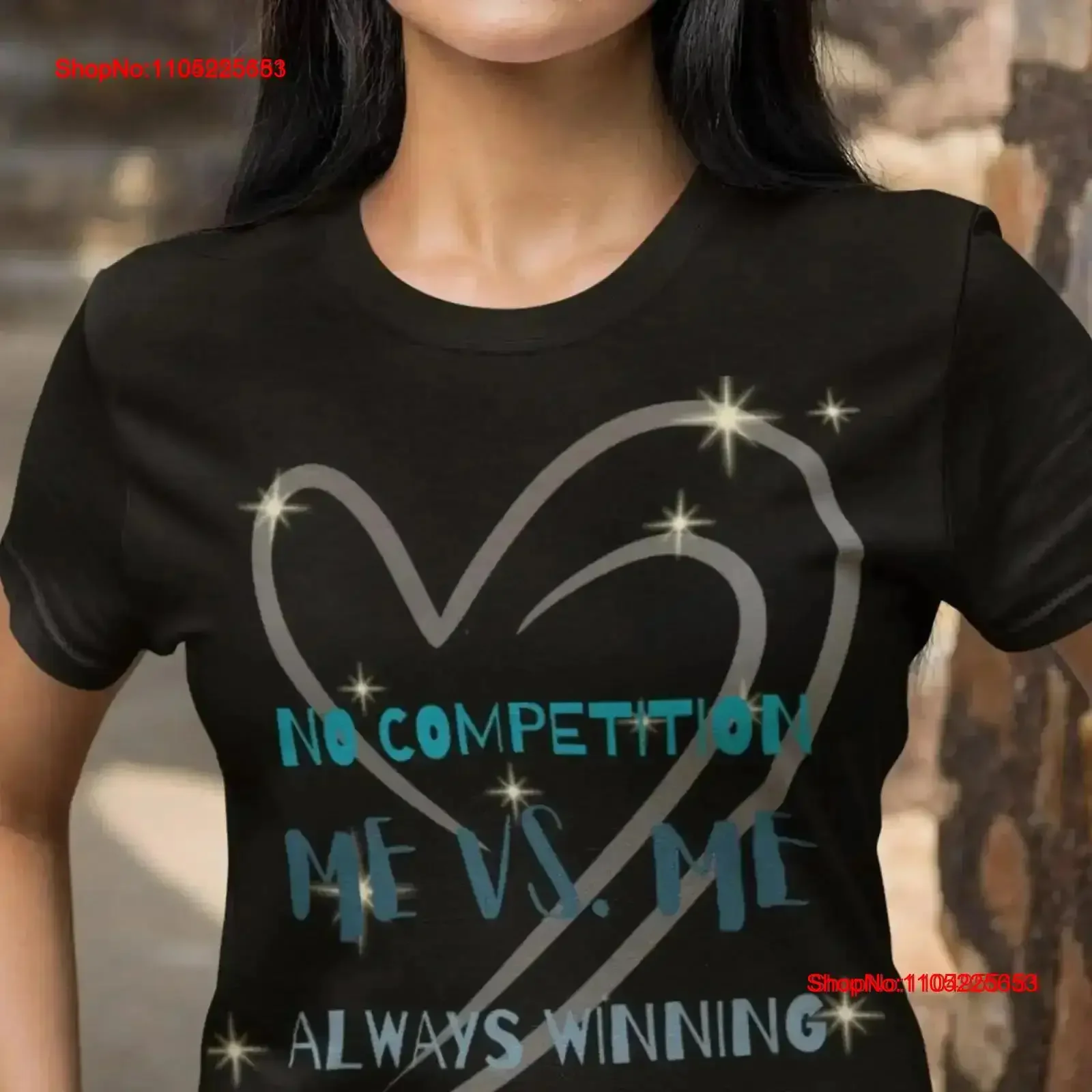 

No Competition Me VS Always Winning Jersey T Shirt Abstract Heart Sparkles Self Love Motivational vintage Washed Soft vintage