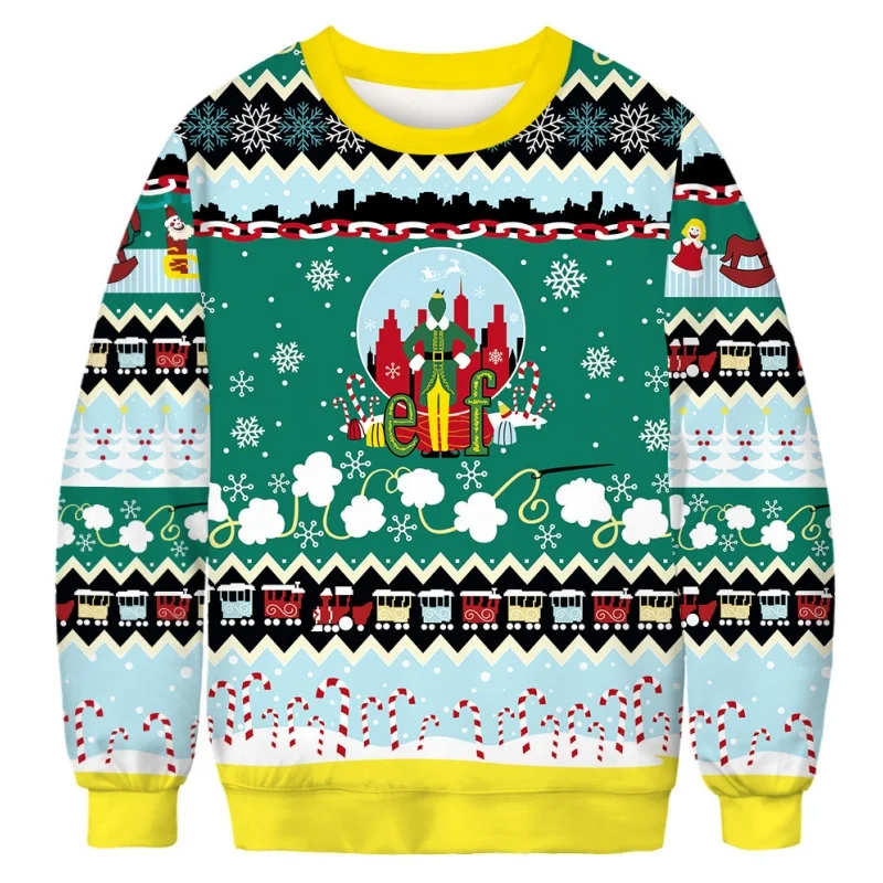 Funny Christmas Pattern Hoodie For Men Santa Claus Alpaca 3D Printed Sweatshirt Autumn Long Sleeve Tops O-Neck Hoodies Pullovers