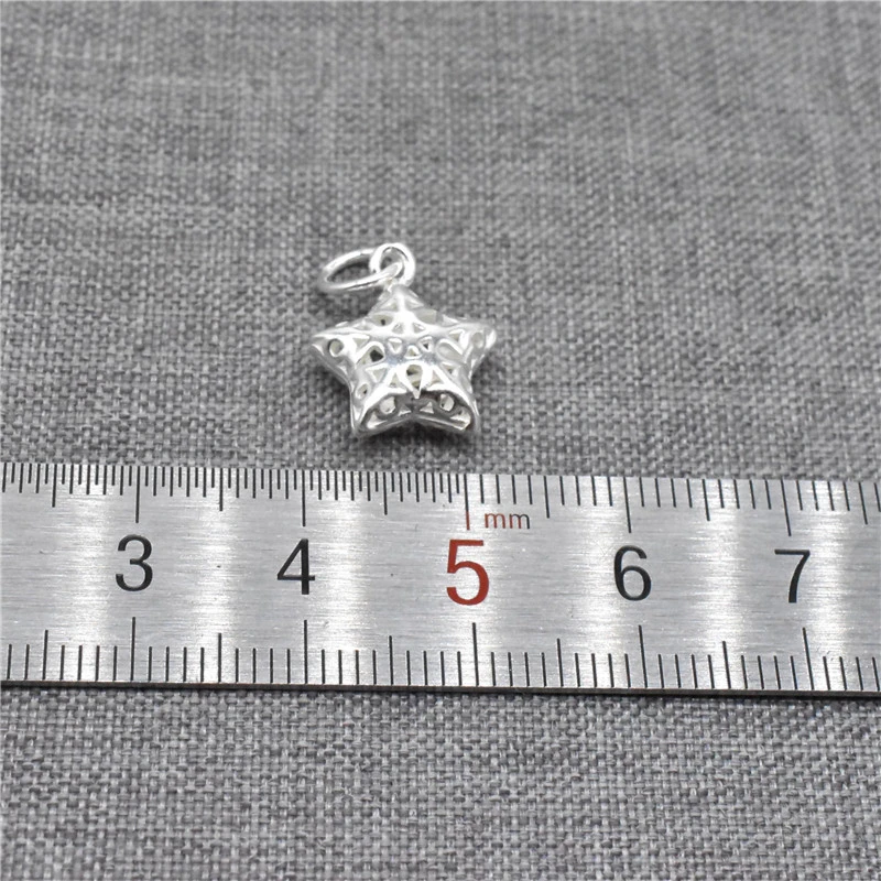 2 Pieces Hollow Star Charms Double Sided in 925 Sterling Silver for Bracelet Necklace and Earring Making