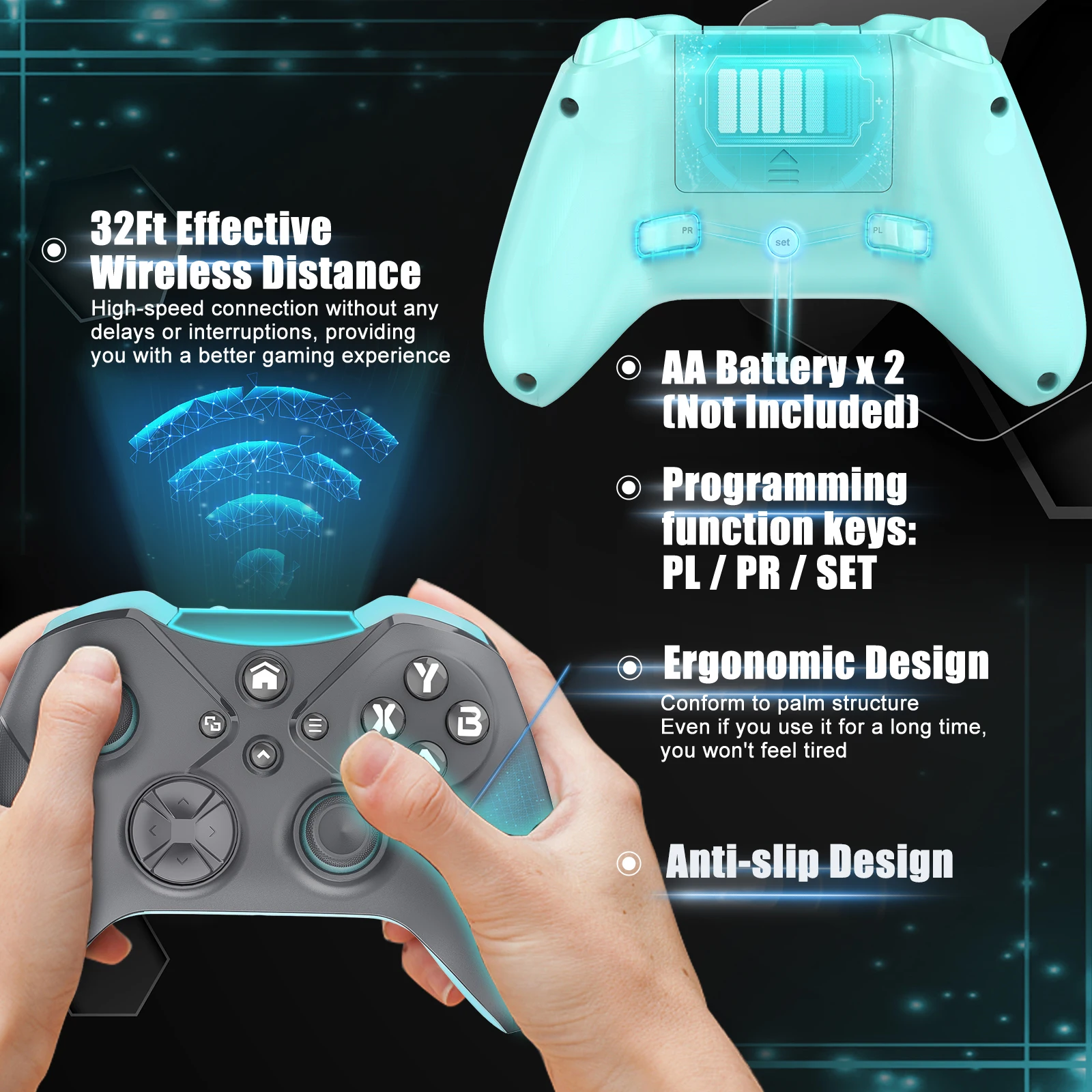 Wireless Gamepad สำหรับ Xbox One Series X/S/PC/IOS/Android/ไอน้ำ6แกน Gyro มีฟังก์ชั่น Turbo จอยควบคุมเกมคอนโซลจอยสติ๊ก