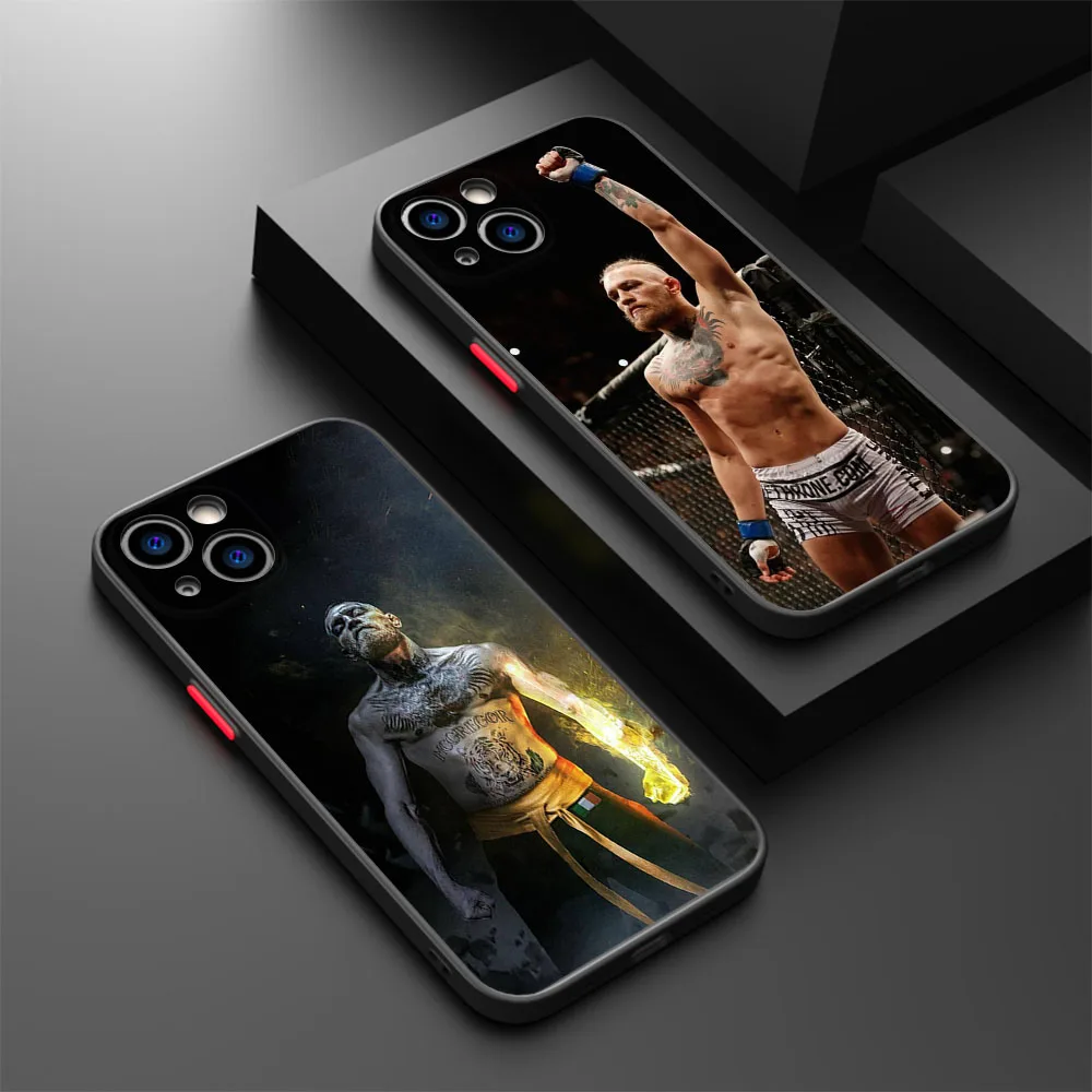 Phone Case For iPhone 16 Plus 15 Pro Max 14 7 8 Plus XR SE 11 12 13 Mini X XS 16Pro Conor Mcgregor King Black Translucent Cover