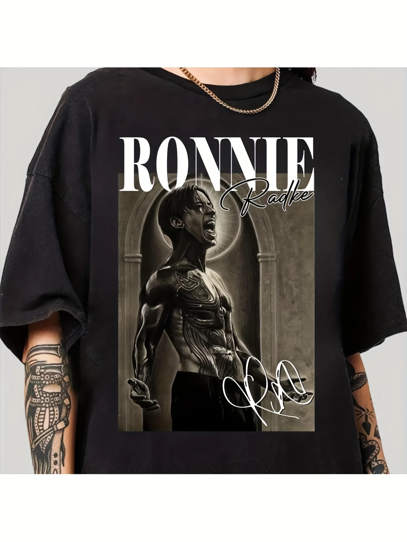 Ronnie Radke Falling in Reverse T-shirt  Black with band logo and signature print iconic Ronnie design unisex music merchandise