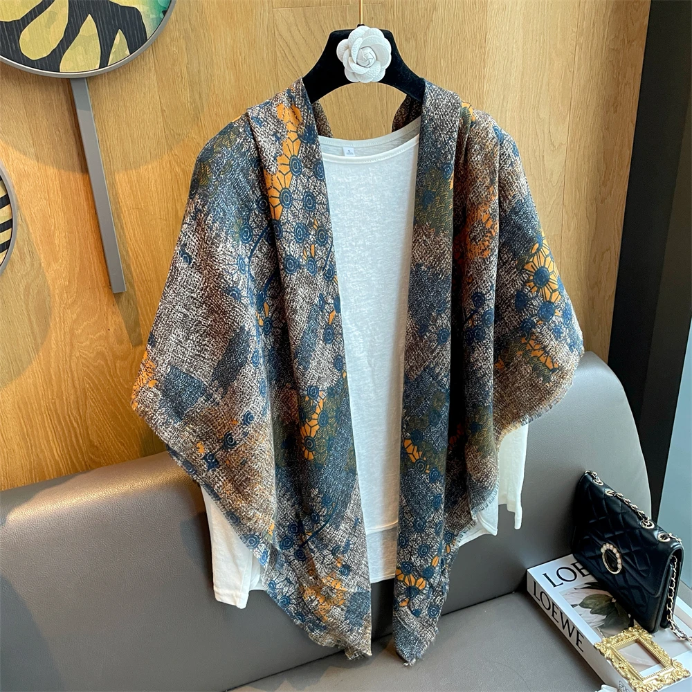 

Size 130 * 130 silk scarf female 2024 summer new hitch shawl spring and autumn thin section of linen hand fashion scarf