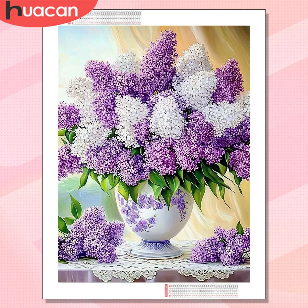 HUACAN Diamantkunst Fliederblume Diamantmalerei Mosaik Florale Neue Kollektion Hobby Kreatives Handwerk Komplettes Heim-Bastelset