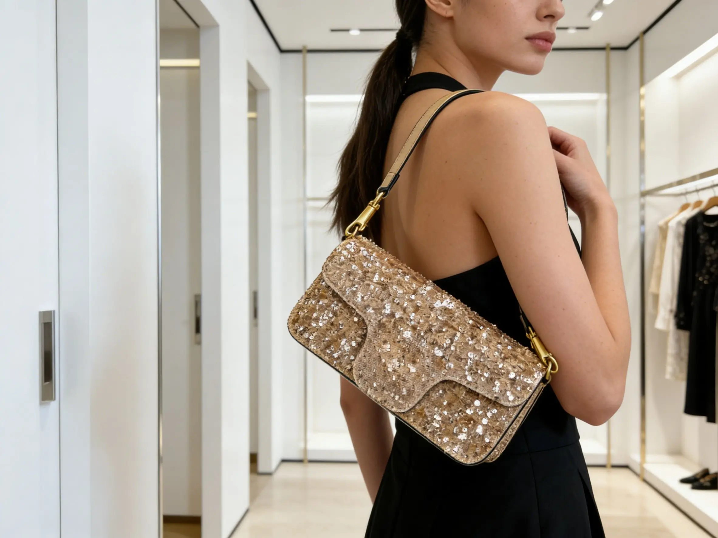 

Новая модная блестящая сумка, роскошная женская вечерняя сумка через плечо, стильная изысканная элегантная женская сумка с цепочкой на плечо.