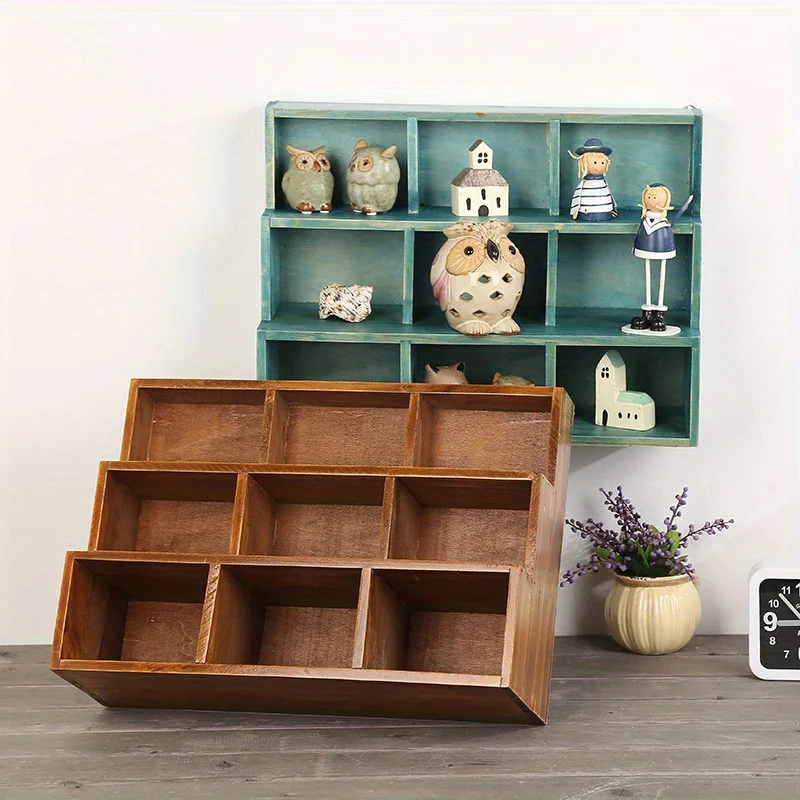 Custom.Vintage Solid Wood Figurine Storage Display Cabinet - Thickened Wooden Boards, Wall-Mounted Hooks, Multi-Comp