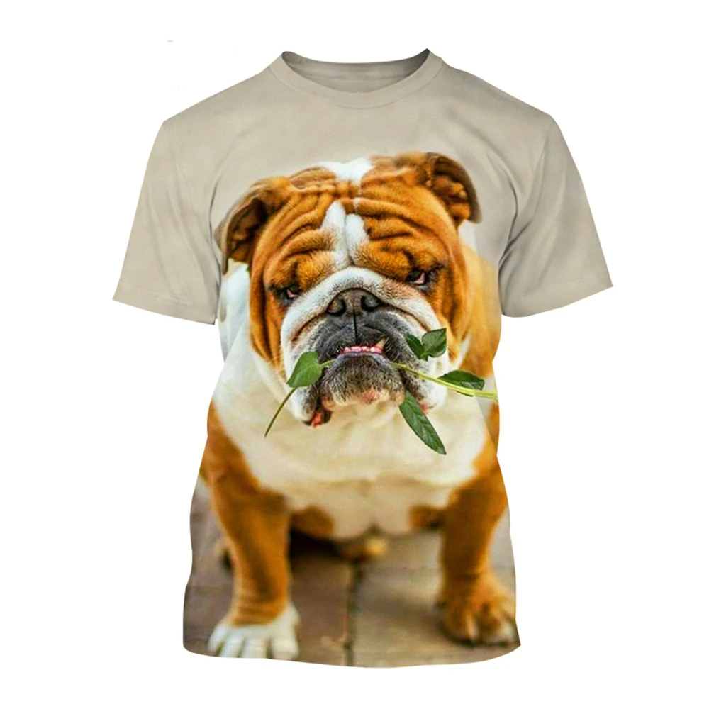 Summer Fashion French Bulldog 3D Print T-Shirt with a Casual Crewneck Animal Print