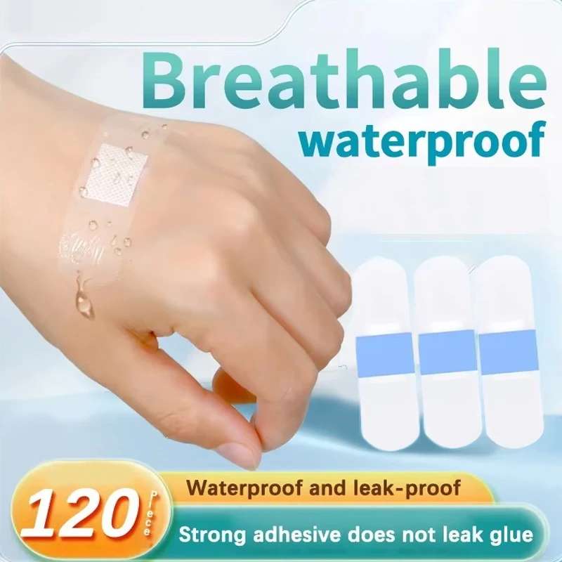 120 Pieces of Waterproof Band-Aid, Transparent, Invisible, Hemostatic, Breathable, Anti-Wear Band-Aid