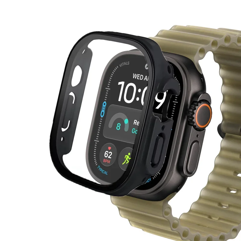 Screen Protector For Apple Watch Ultra 4 3 2 49mm Hard PC Bumper Cover HD Tempered Glass Shell Accessories iWatch series cases