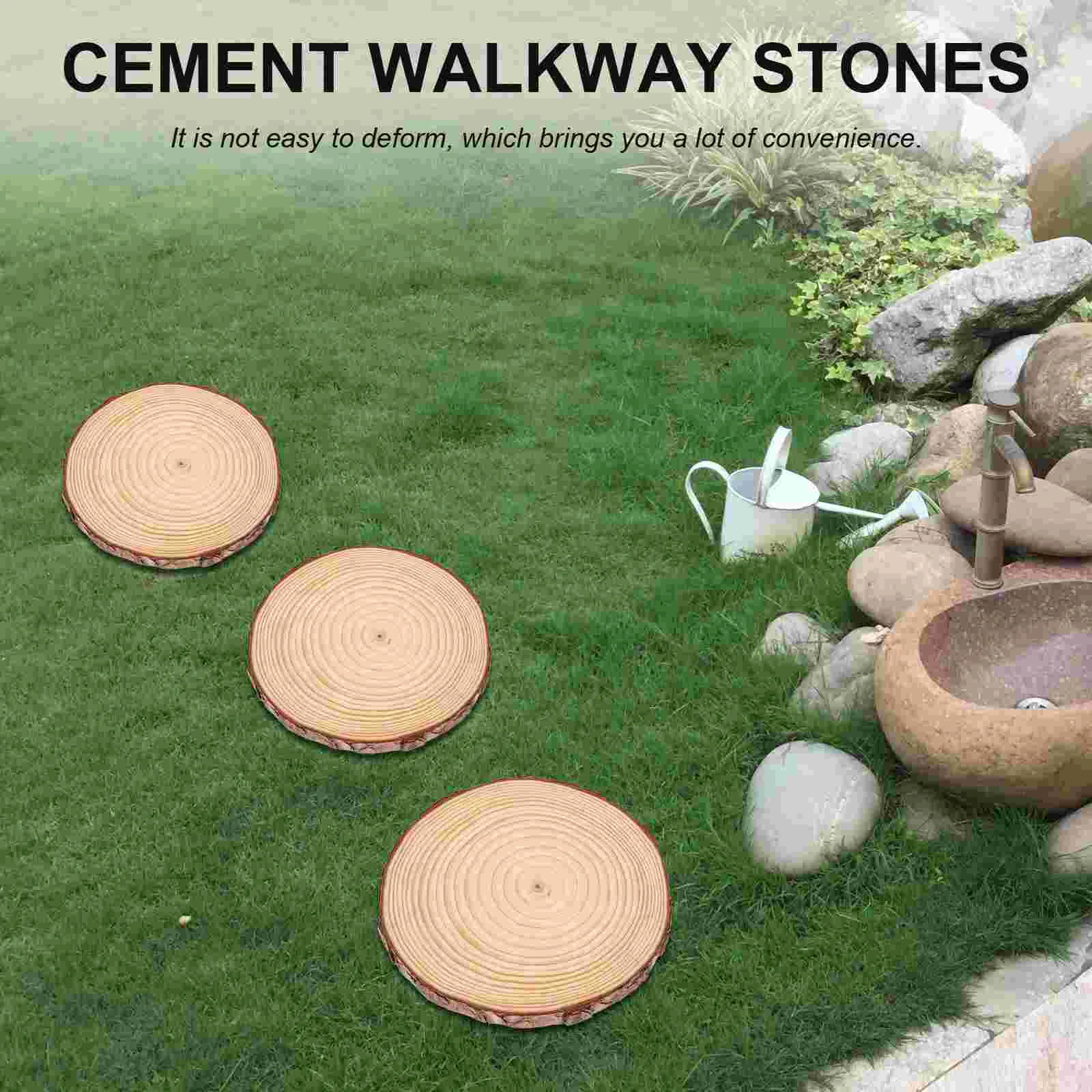 3 Pcs Outdoor Wooden Stepping Stones DIY Garden Decor Patio and Paver Chips Walkway Affordable