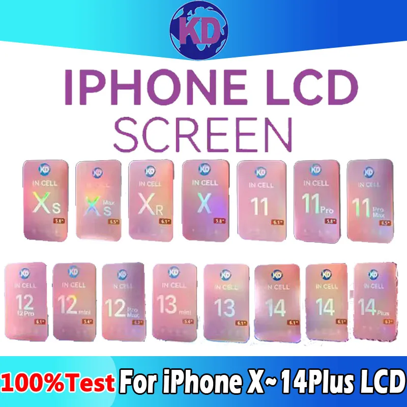 KD incell Display Screen For iPhone X XS XR 11 12Pro Max 14 LCD Display Touch Screen Digitizer Assembly Replacement Parts Repair