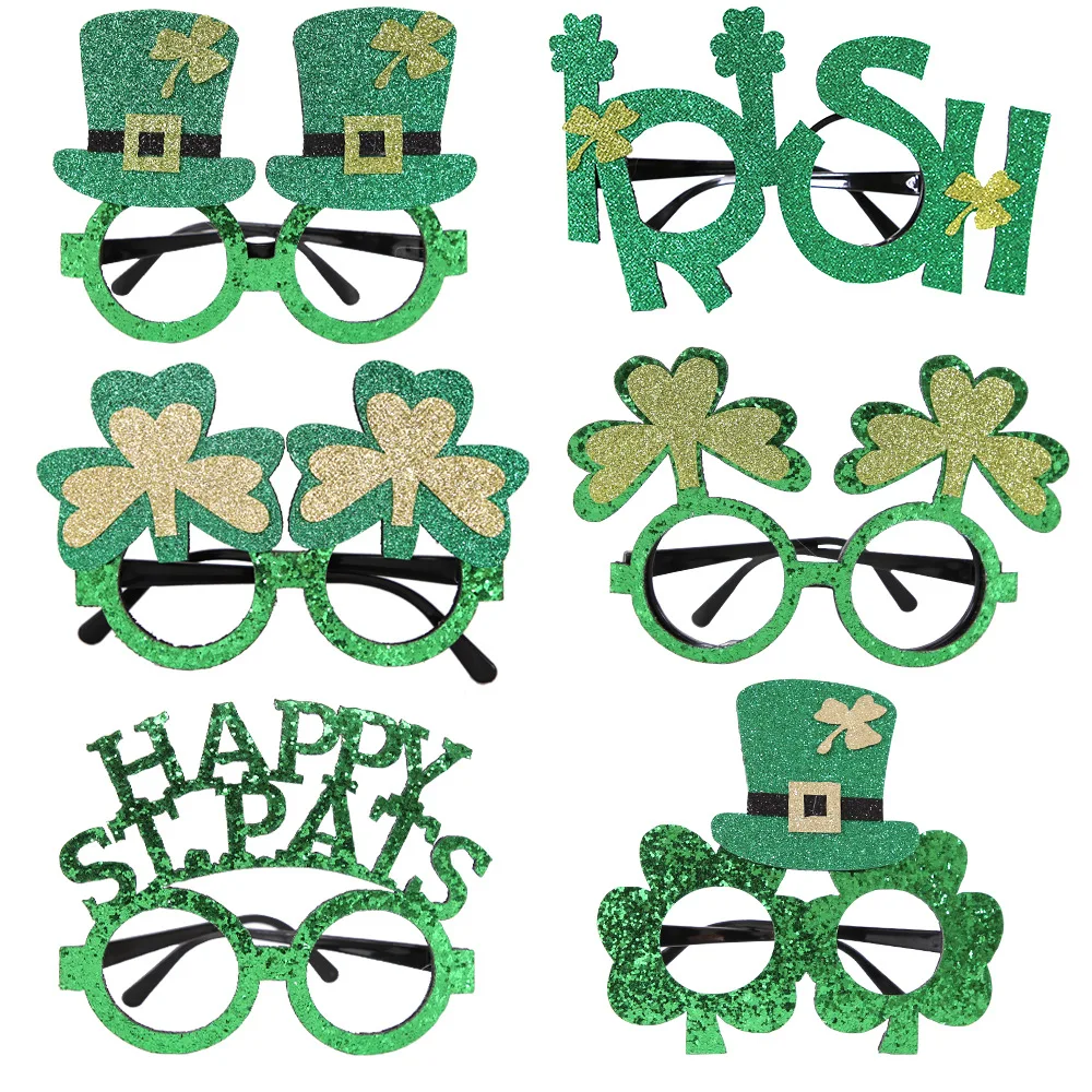 St. Patrick's Day-Thema, Party-Dekoration, Kleeblatt-Brille, Biergläser, irische Festival-Serie, Atmosphäre, Party-Dekoration, DIY-Dekoration
