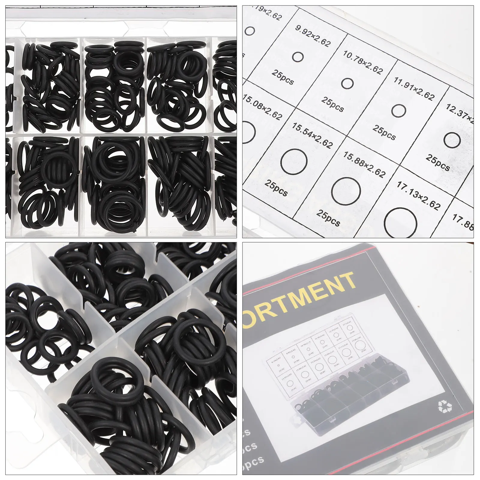 

300pcs Ring Assortment Kit Rubber O-Ring Seal Set Valves Sealing Grommets Universal Sealing Washers Multiple Sizes For Pump