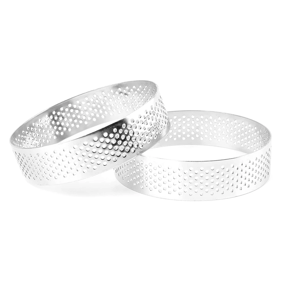 Paquete de anillos redondos para Tartas, anillos de Mousse, anillos de Mousse perforados resistentes al calor de acero inoxidable, molde de anillo redondo de Metal, 9 Paquetes