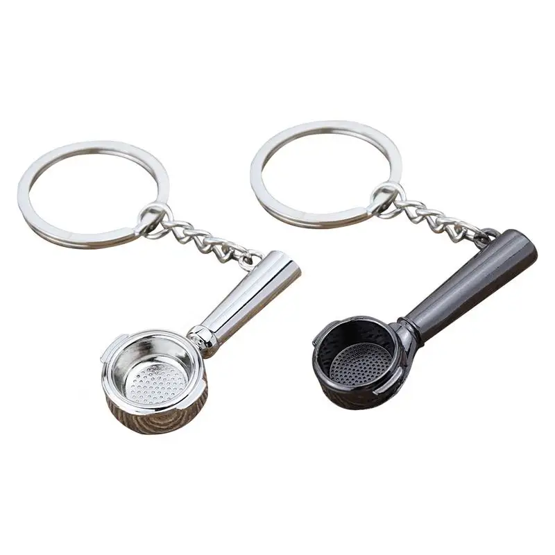 Alloy coffee handle pendant Metal coffee spoon keychain mini Simulation bag keychain pendant accessories for kids adults