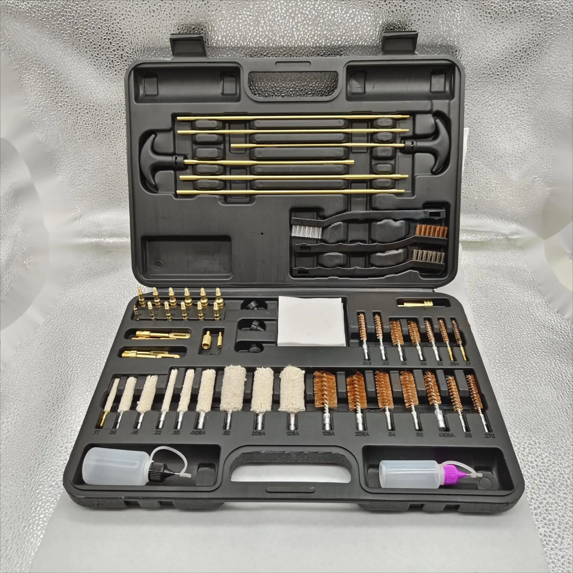 Hot-selling 58-piece stainless steel nylon brass multi-function bucket cleaning brush tool set hunting accessories kit